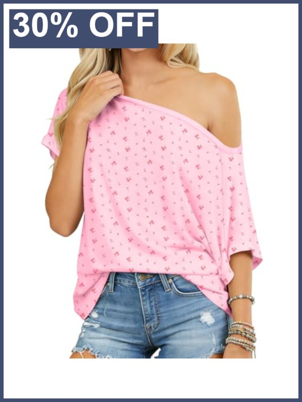 Off Shoulder Raglan Tunic Blouse Loose Fit Summer One Shoulder